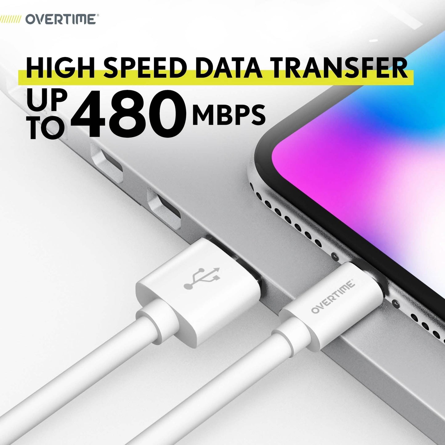 6 Ft./10 ft. Overtime Apple MFi Certified iPhone Charger Lightning Cable Pack
