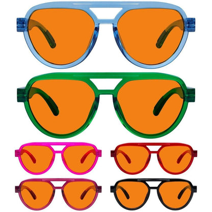 6 Pack 100% Blue Blocking Glasses Orange Lens Metalless Screwless Pilot R2312-B98