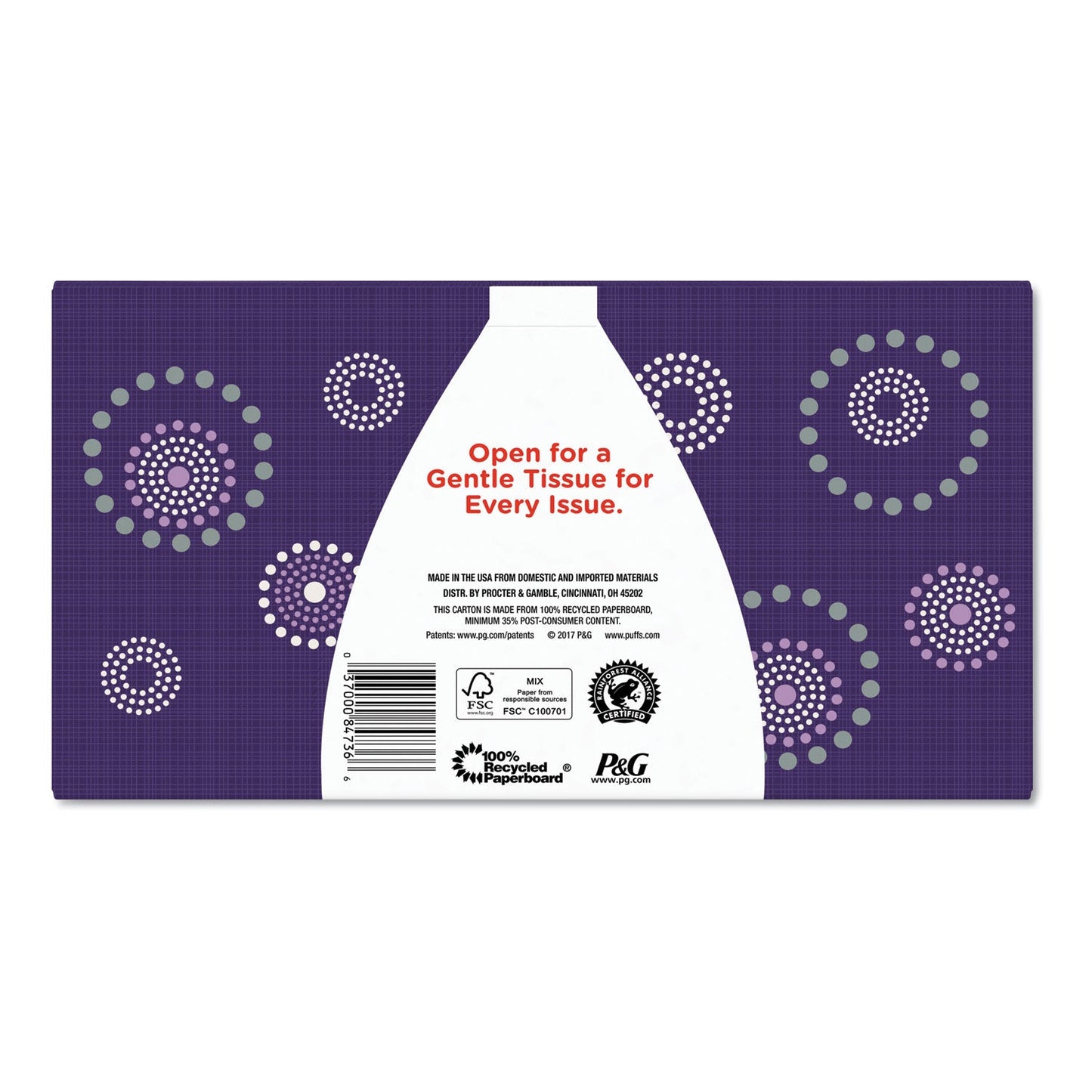 Puffs White Facial Tissue, 2-Ply, 180 Sheets/Box, 24 Boxes/Carton