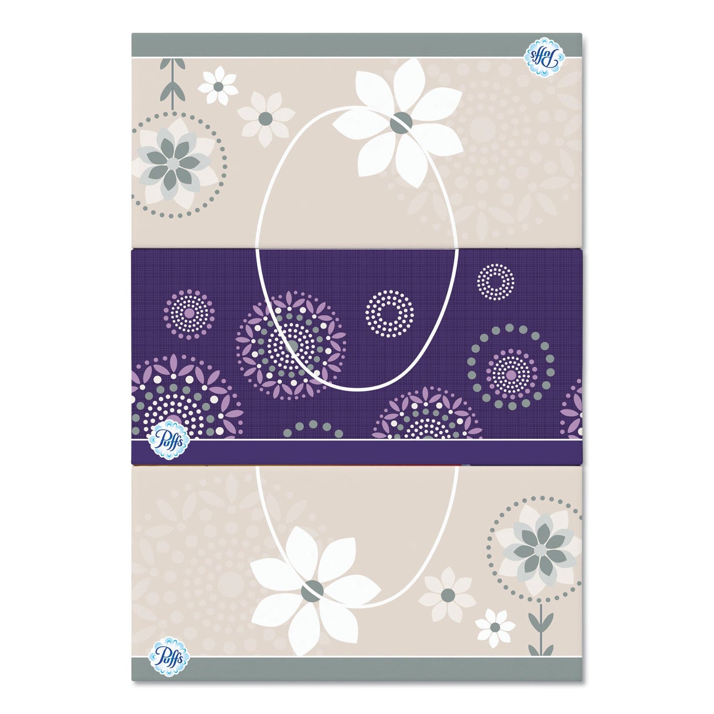 Puffs White Facial Tissue, 2-Ply, White, 180 Sheets/Box, 3 Boxes/Pack, 8 Packs/Carton