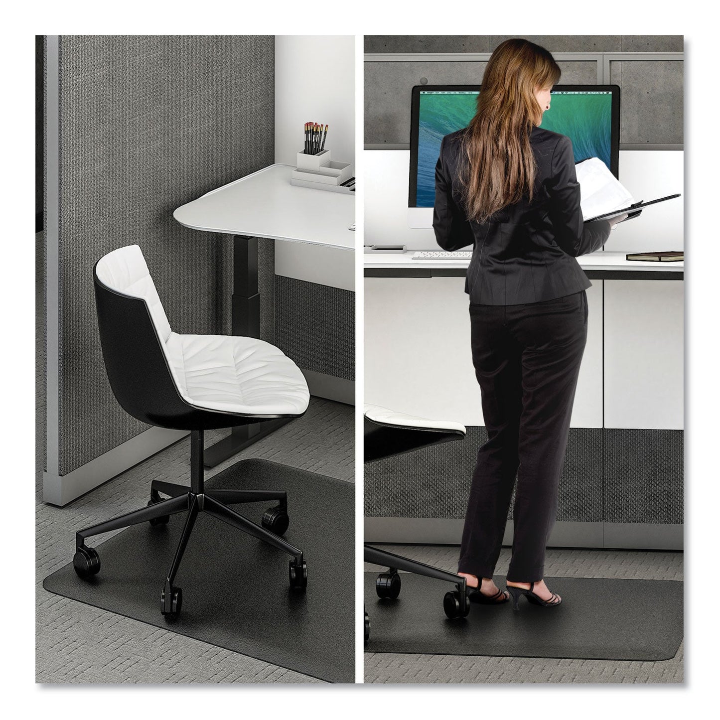 deflecto Ergonomic Sit Stand Mat, 53 x 45, Black