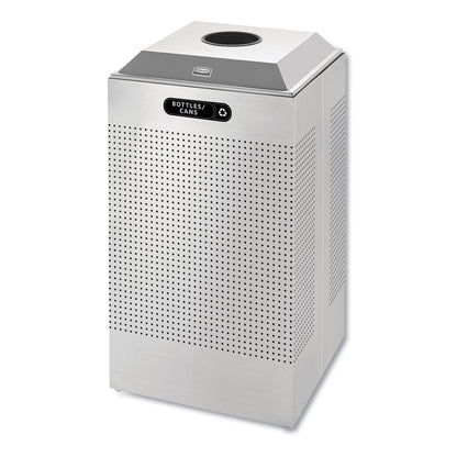 Rubbermaid Silhouette Can/Bottle Recycling Receptacle, Square, Steel, 29 gal, Silver
