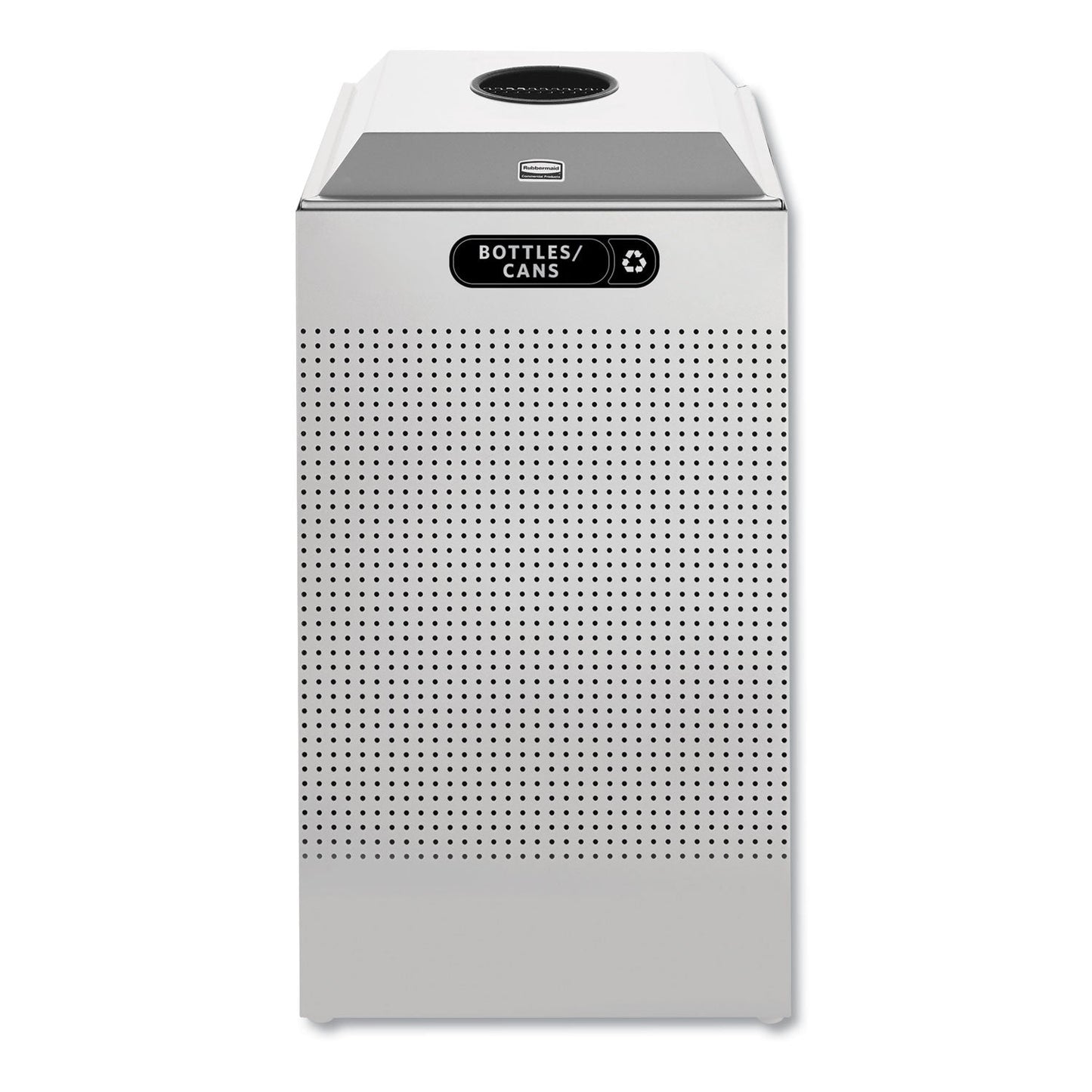 Rubbermaid Silhouette Can/Bottle Recycling Receptacle, Square, Steel, 29 gal, Silver