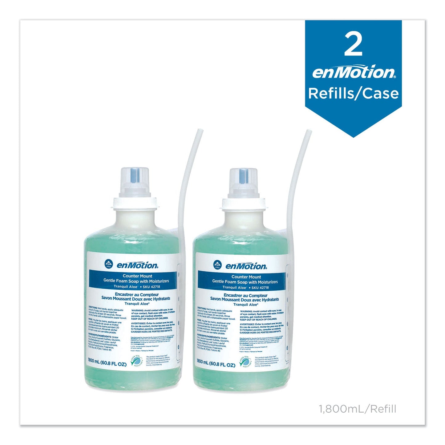 Georgia Pacific GP enMotion Counter Mount Foam Soap Refill, Tranquil Aloe, 1,800 mL, 2/Carton