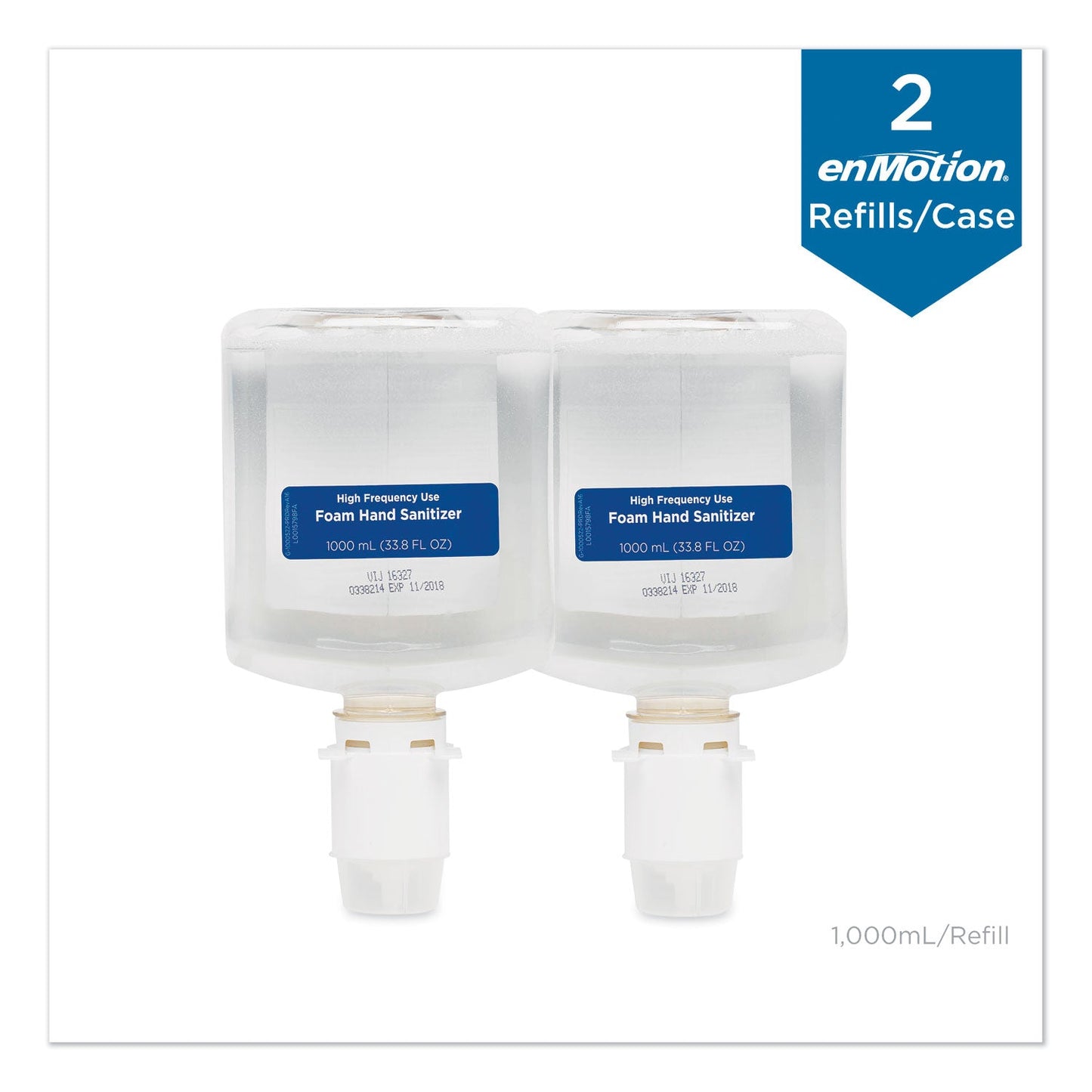 Georgia Pacific GP enMotion High-Frequency-Use Foam Sanitizer Dispenser Refill, Fragrance-Free, 1,000 mL, Fragrance-Free, 2/Carton