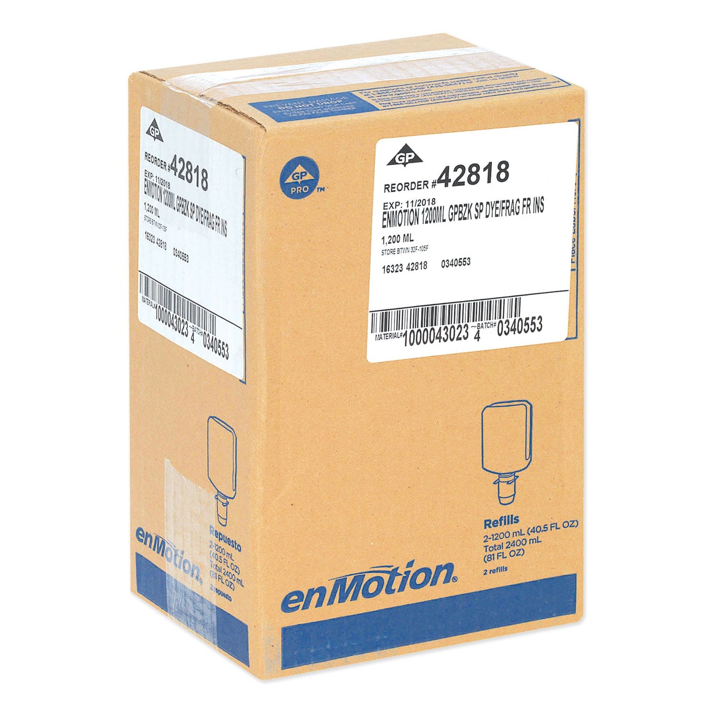Georgia Pacific GP enMotion Automated Touchless Antimicrobial Foam Soap Refill, Unscented, 1,200 mL, 2/Carton