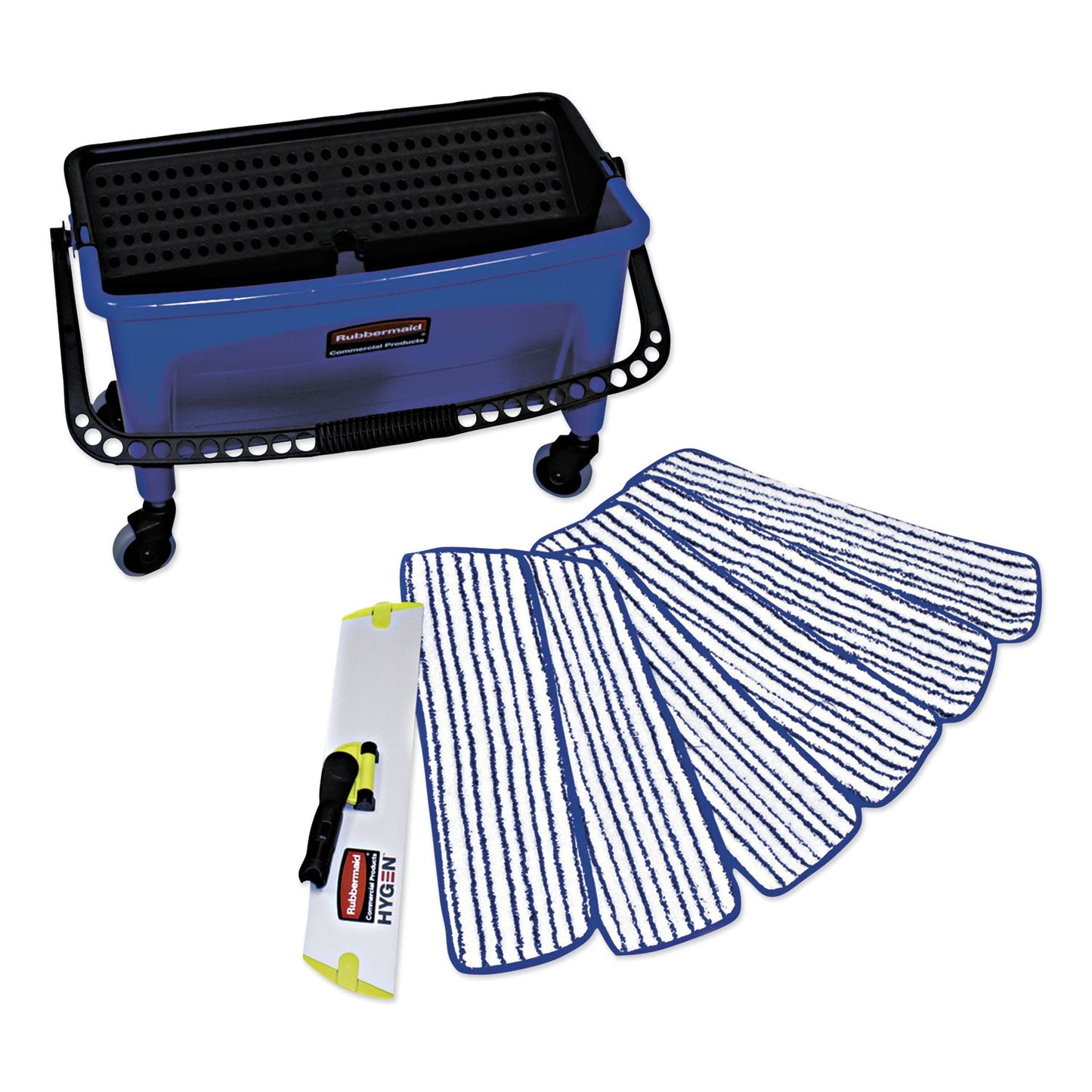 Rubbermaid Microfiber Floor Finishing System, 3 gal, Blue/Black/White