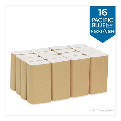 Georgia Pacific Pacific Blue Basic Folded Paper Towel, 9.2 x 9.4, White, 250/Pack, 16 Packs/Carton