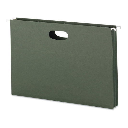 Smead Hanging Pockets with Full-Height Gusset, 1 Section, 1.75" Capacity, Legal Size, Standard Green, 25/Box