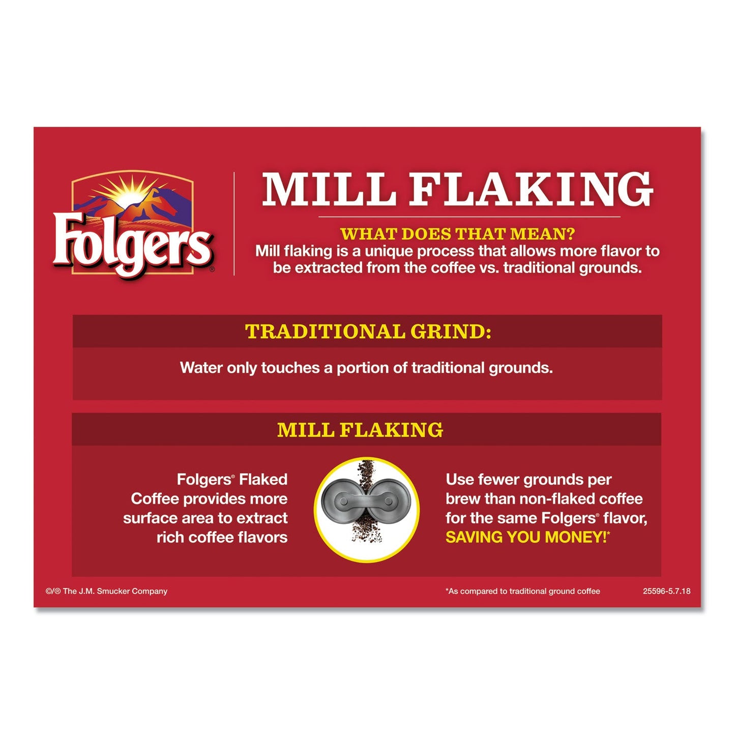 Folgers Coffee, Classic Roast, 0.9 oz Fractional Packs, 36/Carton
