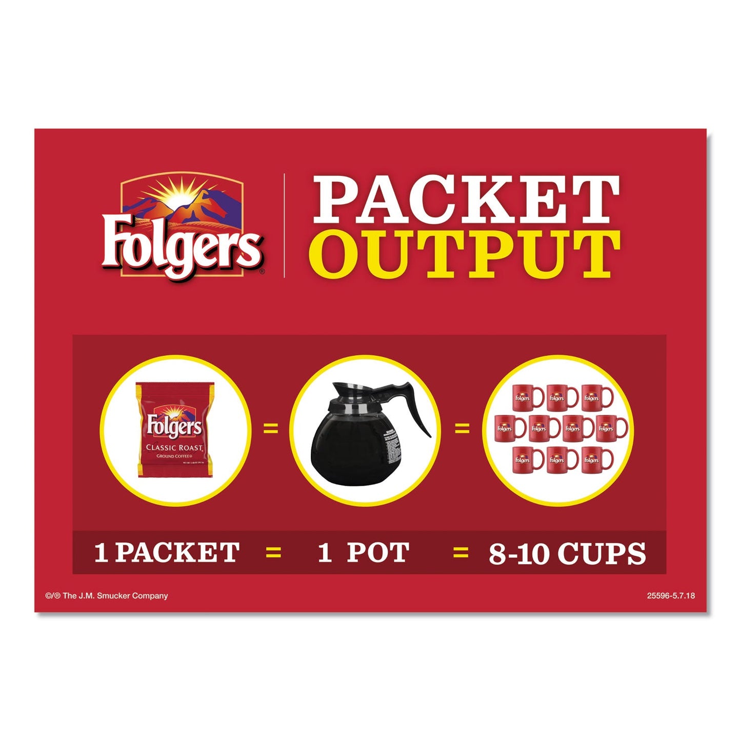 Folgers Ground Coffee Fraction Packs, Traditional Roast, 2oz, 42/Carton