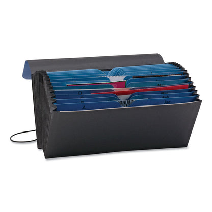 Smead Handy File with Pockets, 21 Sections, Elastic Cord Closure, 1/2-Cut Tabs, Check Size, Black/Blue