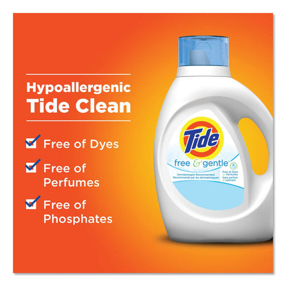 Tide Free and Gentle Liquid Laundry Detergent, 64 Loads, 92 oz Bottle, 4/Carton
