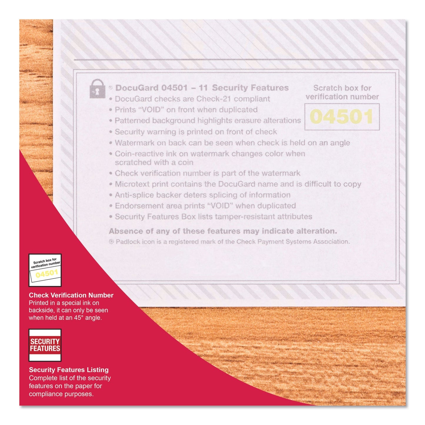 DocuGard Standard Security Check, 11 Features, 8.5 x 11, Green Marble Top, 500/Ream