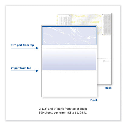 DocuGard Security Business Checks, 11 Features, 8.5 x 11, Blue Marble Top, 500/Ream