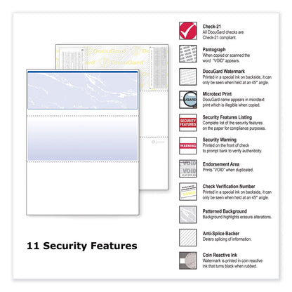 DocuGard Security Business Checks, 11 Features, 8.5 x 11, Blue Marble Top, 500/Ream