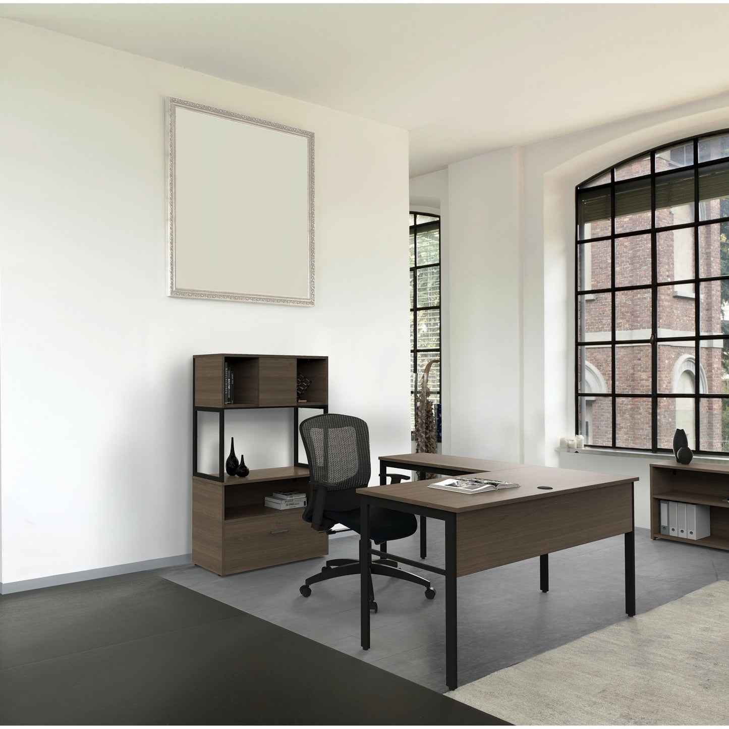 Linea Italia Urban 36" Credenza, Bottom Pedestal, 35.25w x 15.25d x 23.75h, Ash