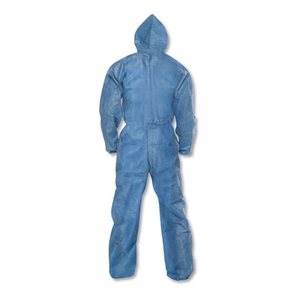 KleenGuard A20 Elastic Back Wrist/Ankle Hooded Coveralls, Large, Blue, 24/Carton