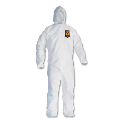 KleenGuard A30 Elastic-Back and Cuff Hooded Coveralls, 2X-Large, White, 25/Carton