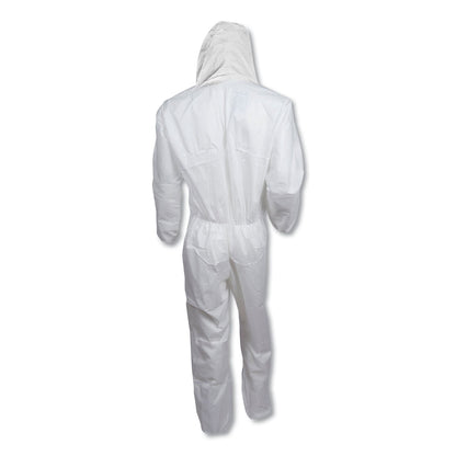 KleenGuard A30 Elastic-Back and Cuff Hooded Coveralls, 2X-Large, White, 25/Carton