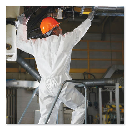 KleenGuard A30 Elastic-Back and Cuff Coveralls, Large, White, 25/Carton