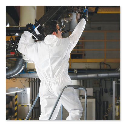 KleenGuard A30 Elastic-Back and Cuff Hooded Coveralls, 2X-Large, White, 25/Carton