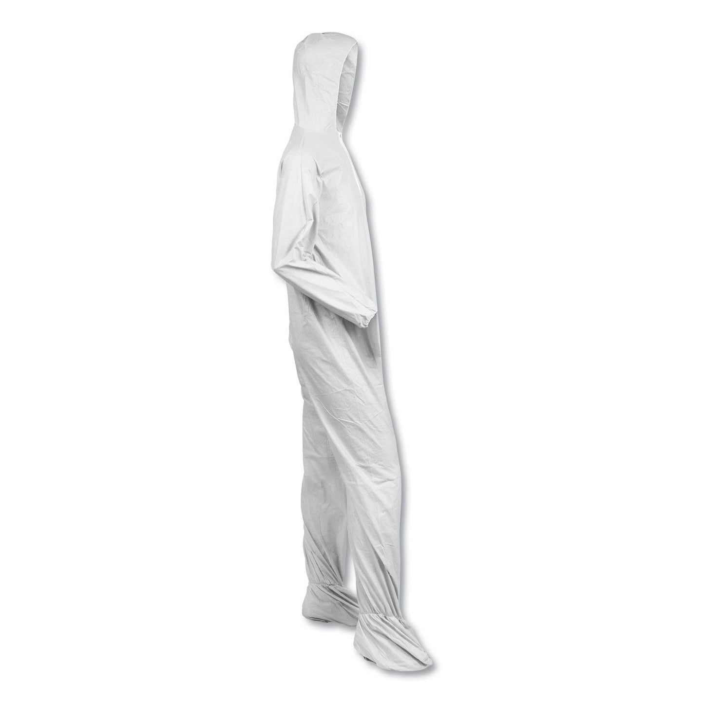 KleenGuard A40 Elastic-Cuff, Ankle, Hood and Boot Coveralls, Large, White, 25/Carton