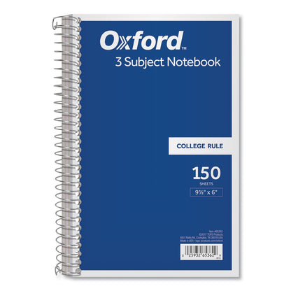 Oxford Coil-Lock Wirebound Notebooks, 3 Subject, Medium/College Rule, Randomly Assorted Covers, 9.5 x 6, 150 Sheets
