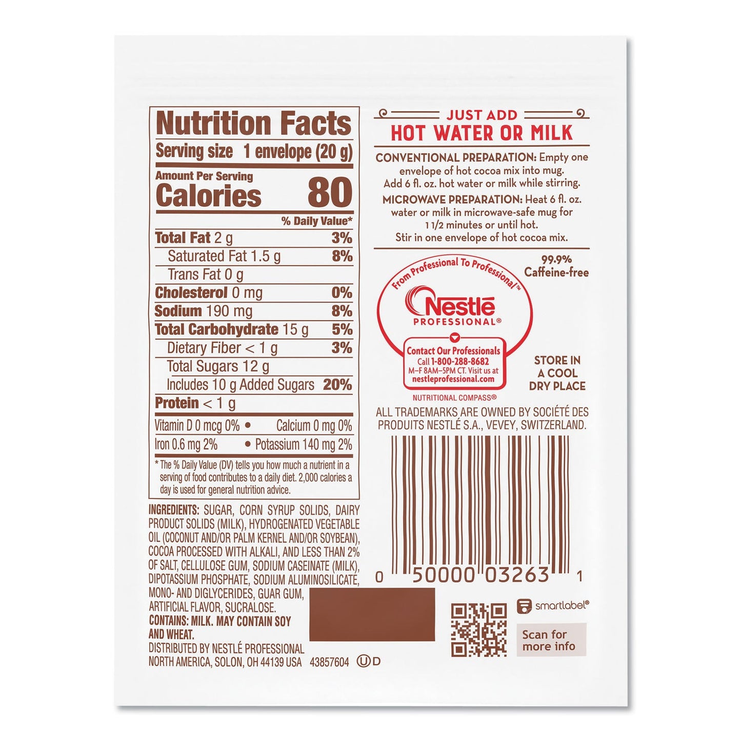 Nestlé Hot Cocoa Mix, Rich Chocolate, .71oz, 50/Box