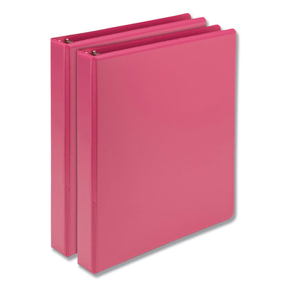 Samsill Earth’s Choice Biobased Durable Fashion View Binder, 3 Rings, 1" Capacity, 11 x 8.5, Berry, 2/Pack