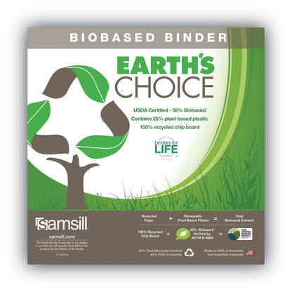 Samsill Earth’s Choice Biobased Durable Fashion View Binder, 3 Rings, 2" Capacity, 11 x 8.5, Purple, 2/Pack