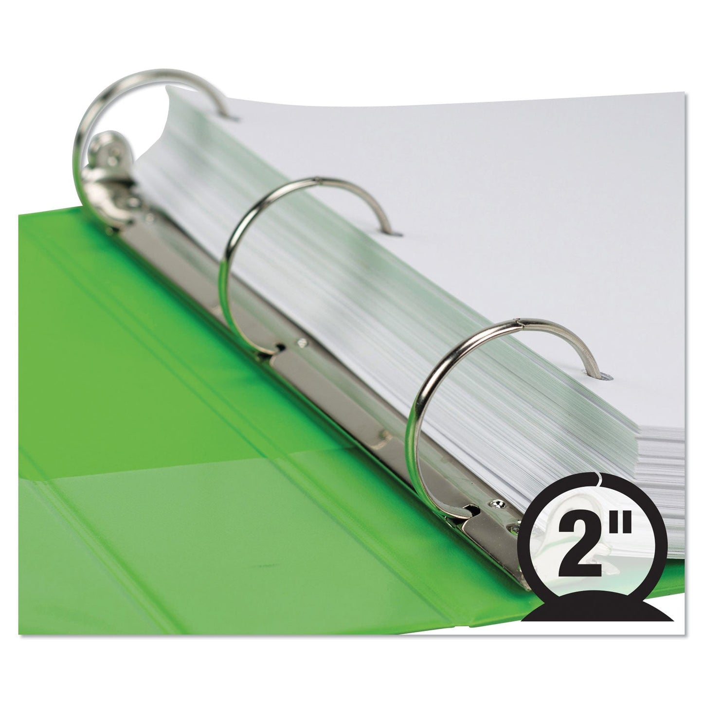 Samsill Earth’s Choice Biobased Durable Fashion View Binder, 3 Rings, 2" Capacity, 11 x 8.5, Lime, 2/Pack