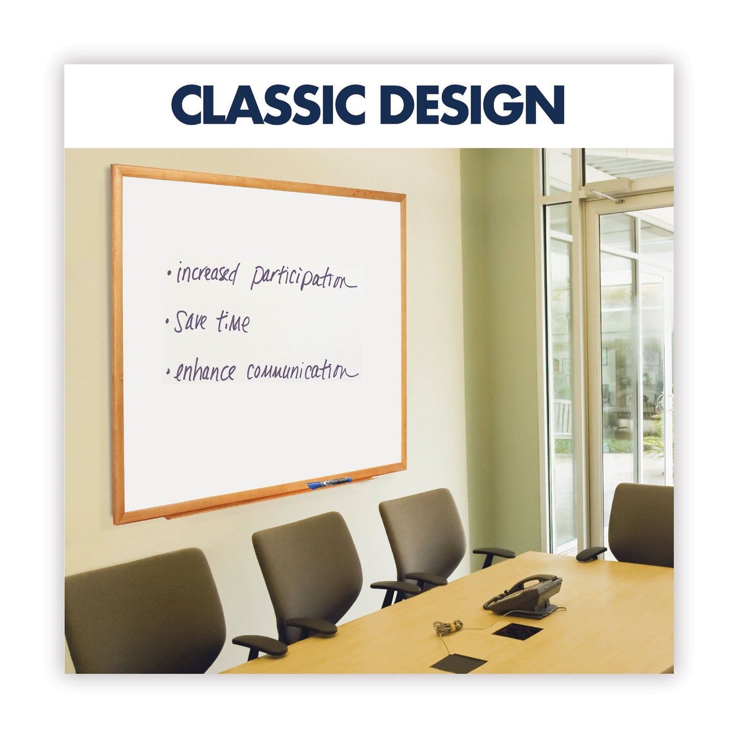 Quartet Classic Series Total Erase Dry Erase Board, 72 x 48, Oak Finish Frame