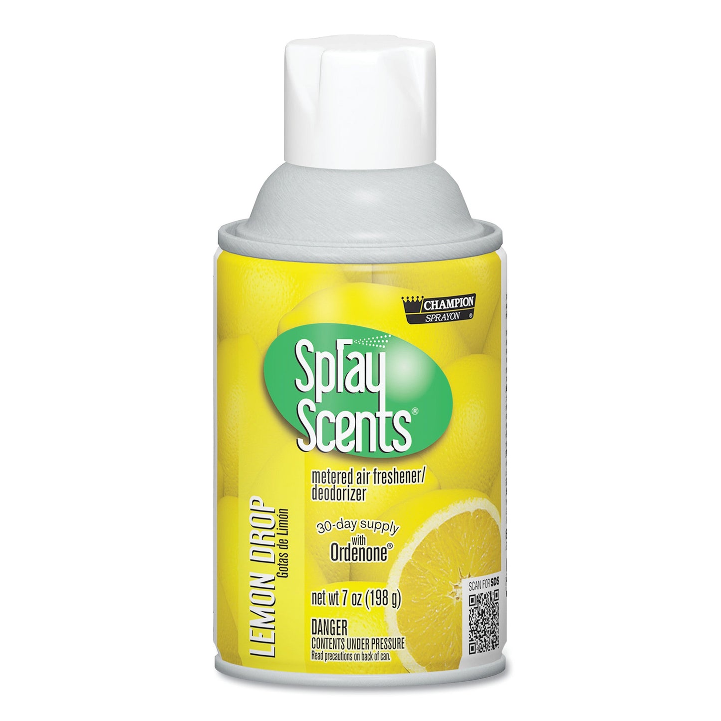 Chase Products Champion Sprayon SPRAYScents Metered Air Freshener Refill, Lemon, 7 oz Aerosol, Spray 12/Carton