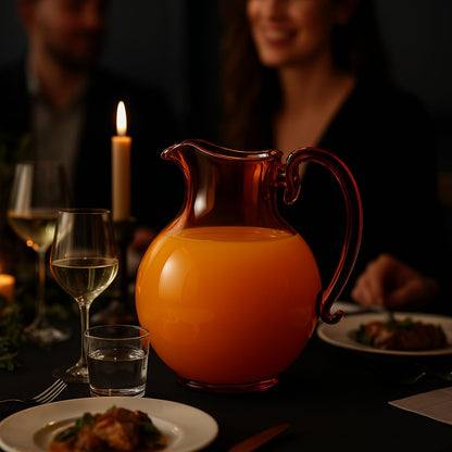 talian Design Amber Glass Jug Mouth-Blown Venetian Pitcher 750ml Handmade Murano