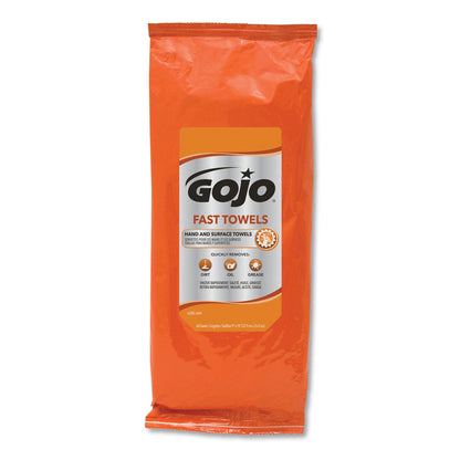 GOJO FAST TOWELS Hand Cleaning Towels, 2-Ply, 10 x 9, Fresh Citrus, Blue, 60/Pack