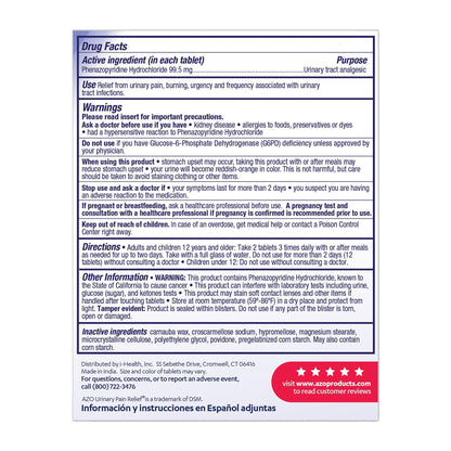 AZO® Urinary Pain Relief Tablets Maximum Strength, 12 per Box 787651122533