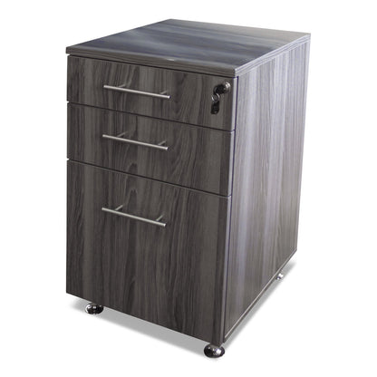 Safco Medina Laminate Pedestal, Left or Right, 3-Drawers: Pencil/Box/File, Legal/Letter, Gray Steel, 15.5" x 18.13" x 26.63"
