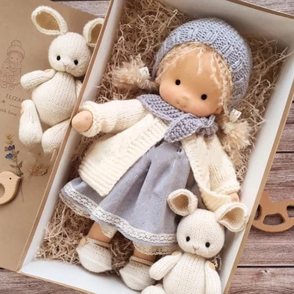 Handmade Plush Doll Golden Curly Girl Finished Product
