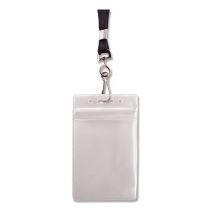 Advantus Resealable ID Badge Holders, J-Hook and 36" Lanyard, Vertical, Frosted 3.68" x 5" Holder, 2.38" x 3.75" Insert, 20/Pack