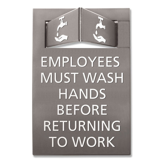 Advantus Pop-Out ADA Sign, Wash Hands, Tactile Symbol, Plastic, 6 x 9, Gray/White