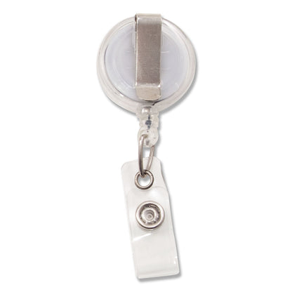 Advantus Translucent Retractable ID Card Reel, 30" Extension, Clear, 12/Pack