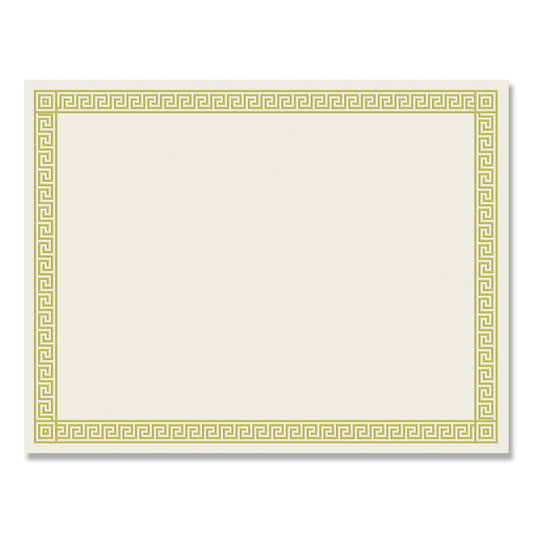 Great Papers! Foil Border Certificates, 8.5 x 11, Ivory/Gold with Channel Gold Border, 12/Pack