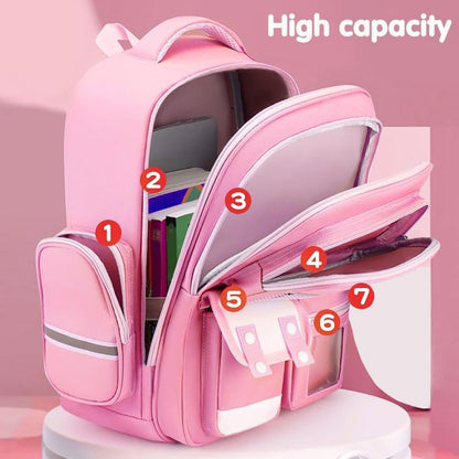LLL Purple Cute Backpack Large Capacity Lightweight Bookbag Kawaii Casual Outdoor Daypack with Multiple Pockets and Adjustable Straps