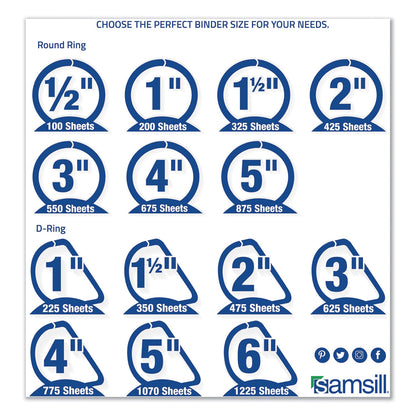 Samsill Earth's Choice Biobased D-Ring View Binder, 3 Rings, 2" Capacity, 11 x 8.5, White