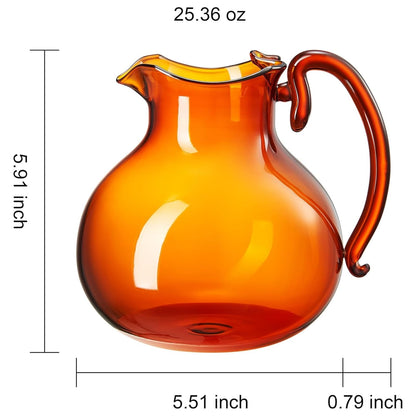 talian Design Amber Glass Jug Mouth-Blown Venetian Pitcher 750ml Handmade Murano