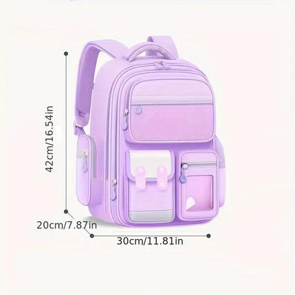 LLL Purple Cute Backpack Large Capacity Lightweight Bookbag Kawaii Casual Outdoor Daypack with Multiple Pockets and Adjustable Straps