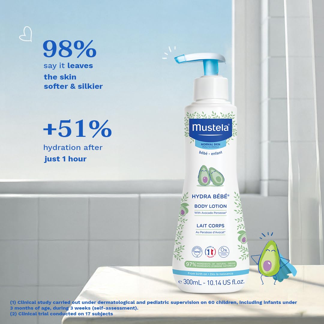 Mustela Hydra Bebe Baby Body Lotion - 300ml, Natural Ingredients for Moisturizing & Nourishing Infant Skin