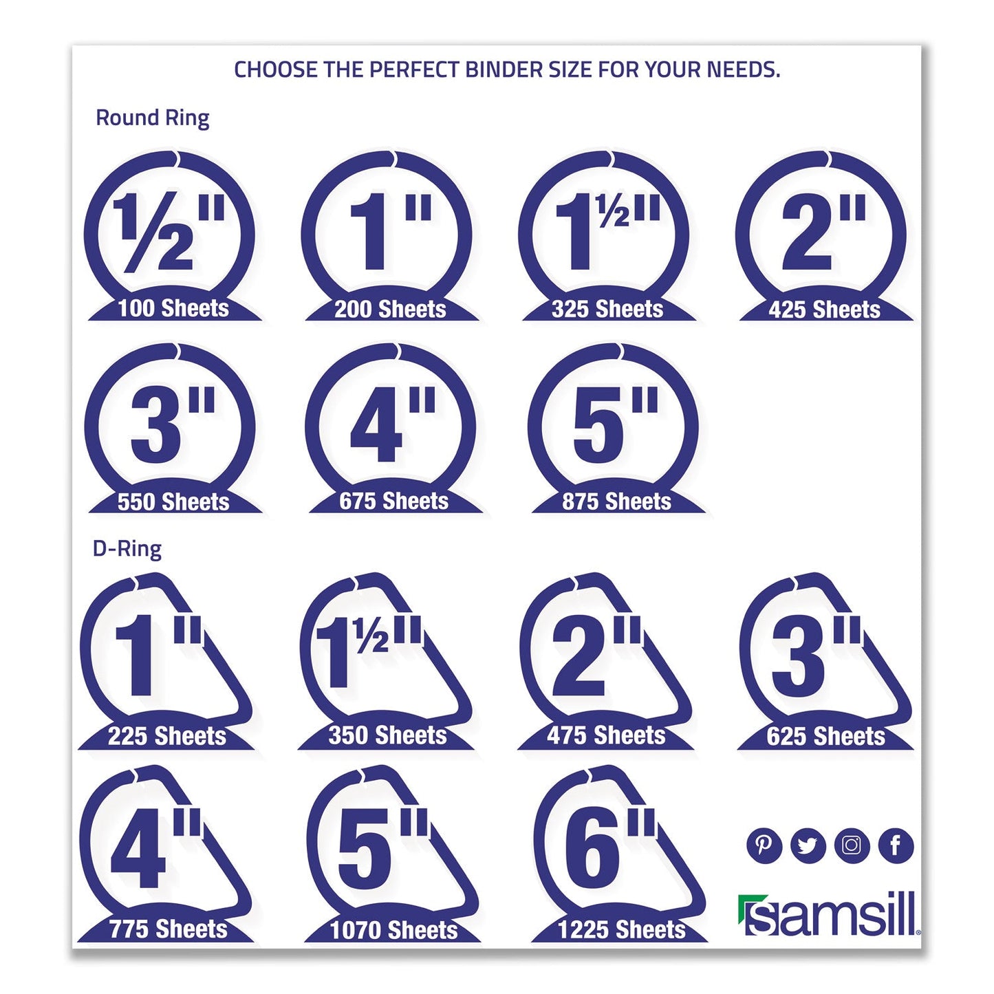 Samsill Earth's Choice Biobased D-Ring View Binder, 3 Rings, 3" Capacity, 11 x 8.5, White