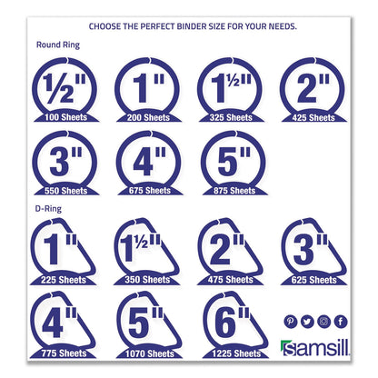 Samsill Earth's Choice Biobased D-Ring View Binder, 3 Rings, 3" Capacity, 11 x 8.5, White
